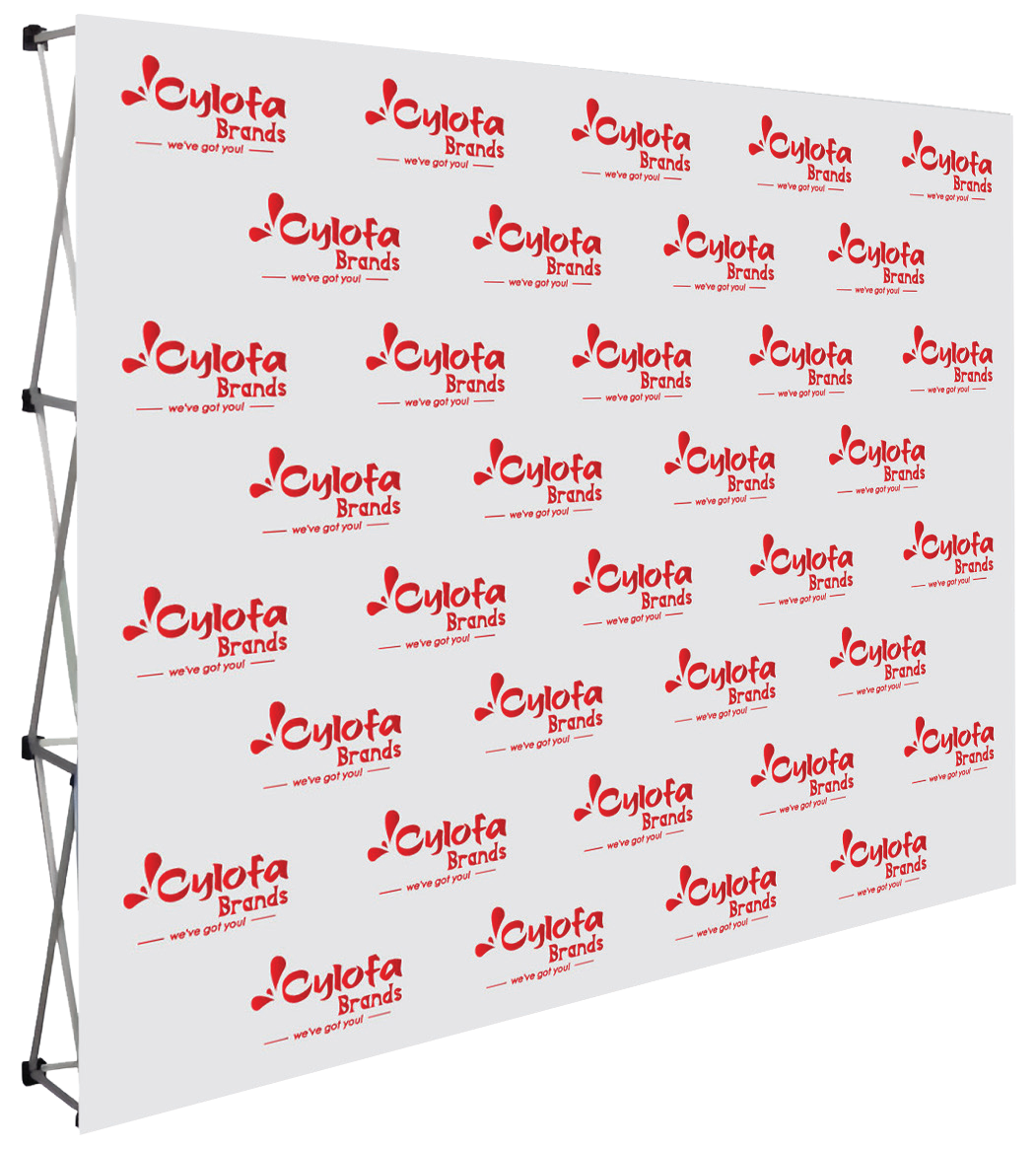 Cylofa Brands branded step-and-repeat backdrop